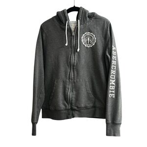 Abercrombie & Fitch Vintage Y2K Zip Up Hoodie Spellout Sherpa Lined Size Med